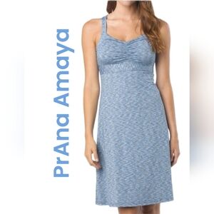 Prana Womens Amaya Blue Space Dye Dress Sz S free Spirted Active Dress